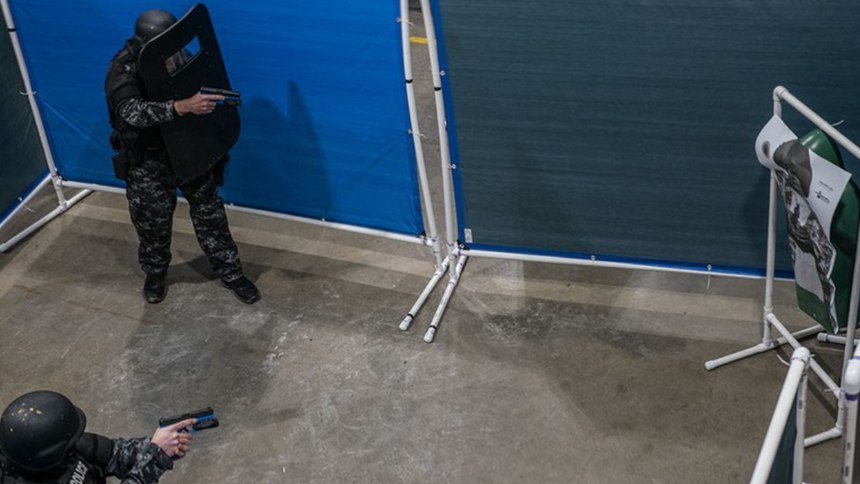 The building process required PVC pipe and blue tarps from a local home improvement store.