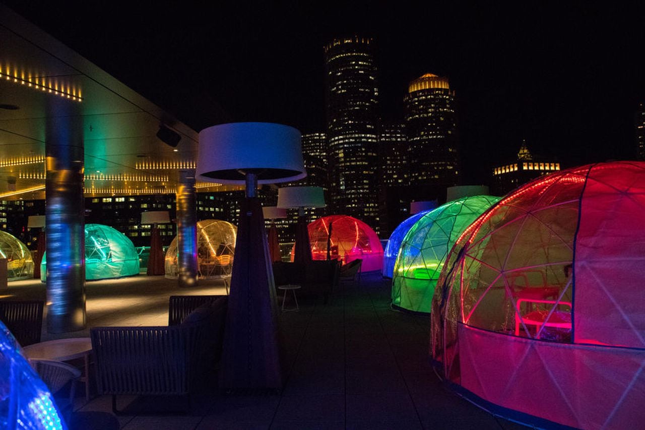 Sit in heated igloos at this rooftop Boston bar