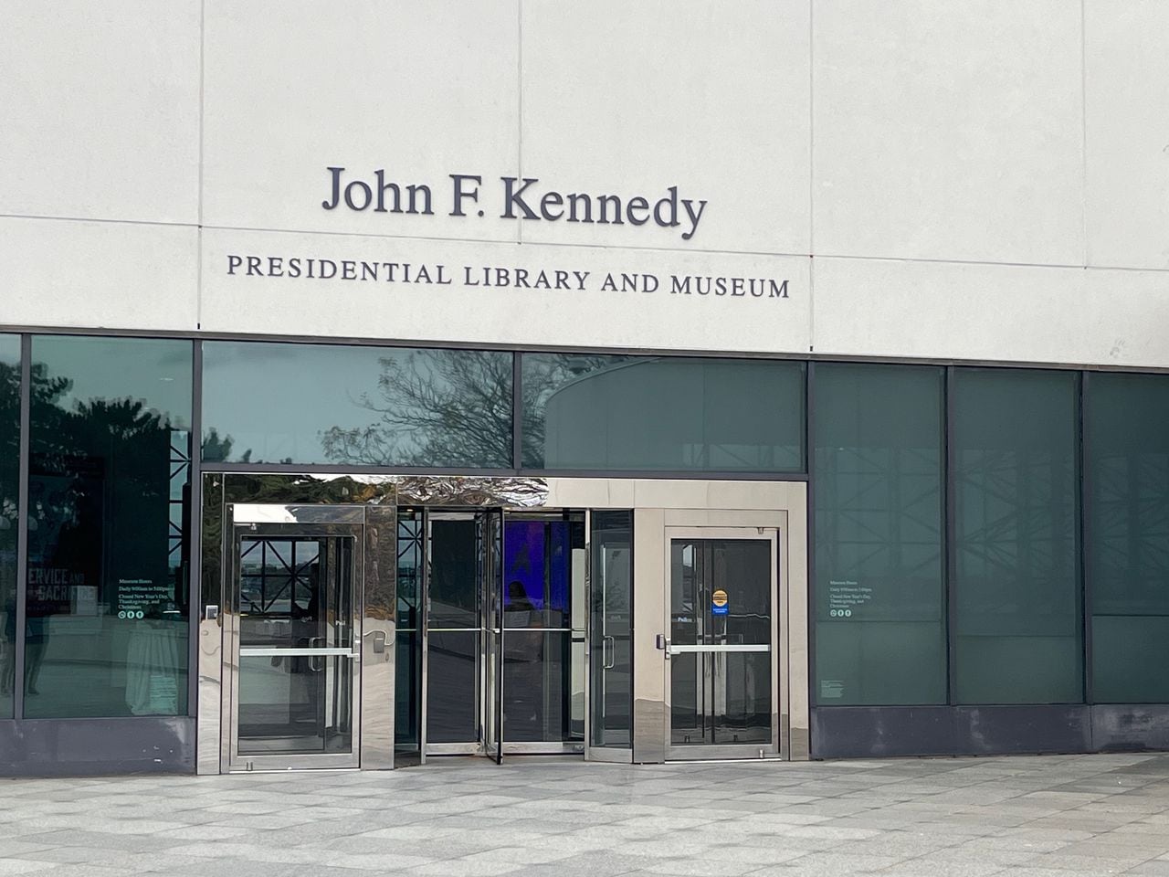 The exterior of the John F. Kennedy Presidential Library and Museum on the campus of UMass Boston (MassLive photo by John L. Micek).