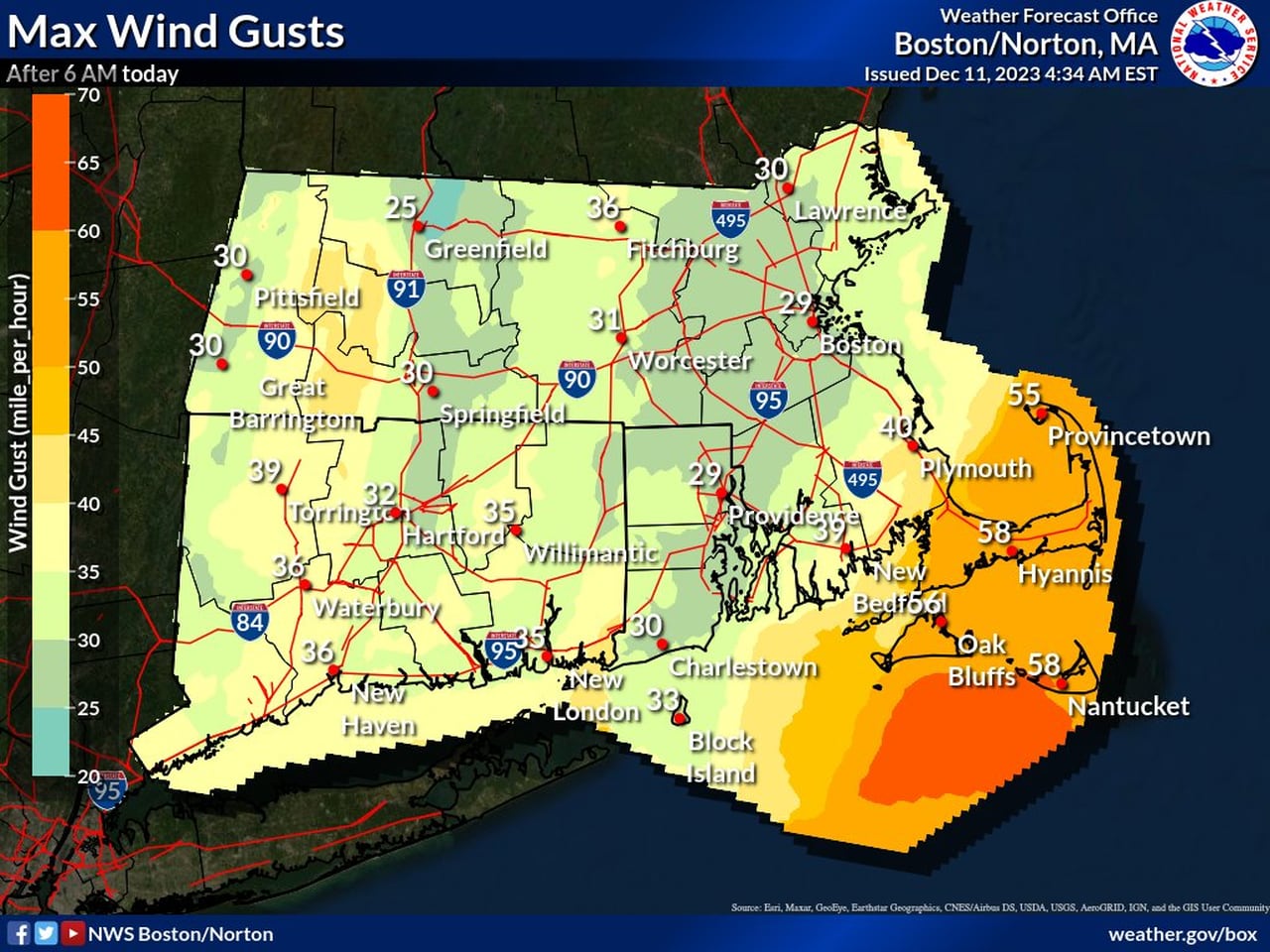 Wind Gusts Monday Morning