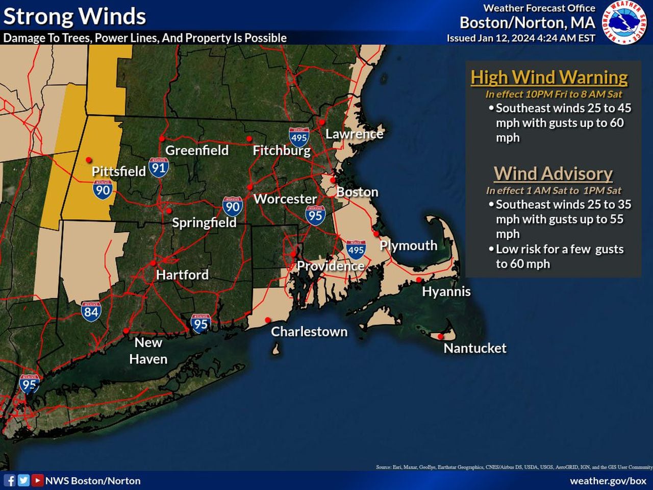 National Weather Service Massachusetts wind map