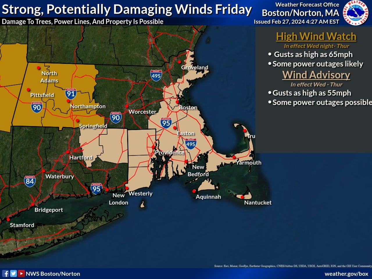 High Wind Watch; Advisory