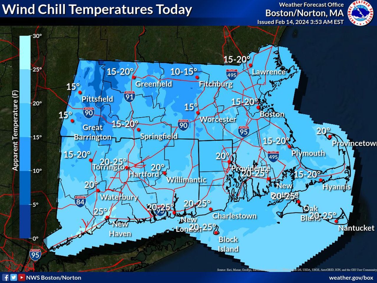 National Weather Service wind chill map