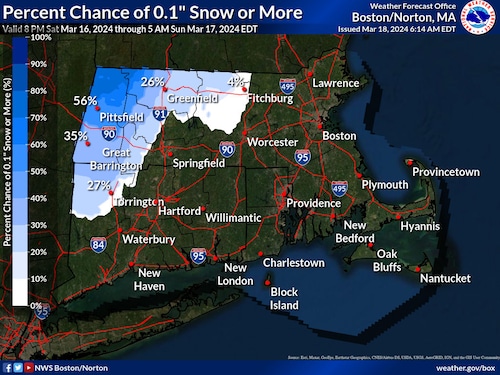 Snow predicted in Massachusetts