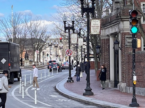 A view of Harvard Square near the entrance to Harvard University in Cambridge, Mass. (MassLive photo by John L. Micek).