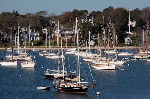 Sailboats in Vineyard Haven Harbor in Tisbury on Martha's Vineyard