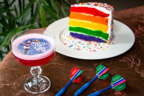 Flight Club Darts Pride Cocktail and Rainbow Cake