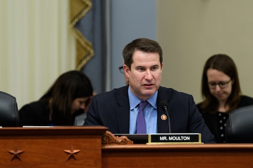 In this undated photo, U.S. Rep. Seth Moulton, D-6th District, speaks during an event on Capitol Hill (Photo courtesy of the Office of U.S. Rep. Seth Moulton).