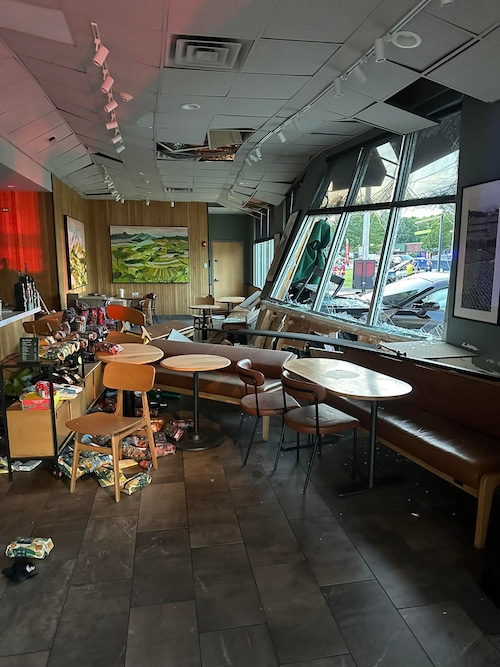 Car hit Starbucks in Walpole