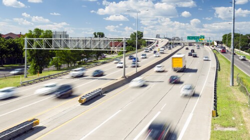 Moderate traffic on the highway, USA