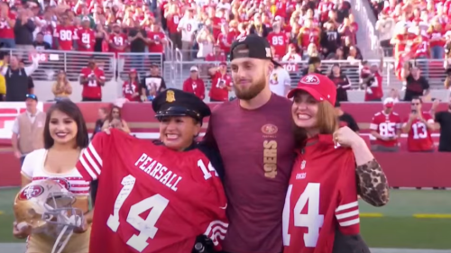 49ers' Pearsall appears at Levi's with officer, surgeon who saved his life