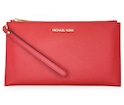 Michael Kors leather wristlet pouch in bright red