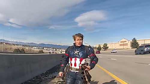 Colorado’s “Captain America” rescued by Douglas County deputy after motorcycle breaks down on C-470