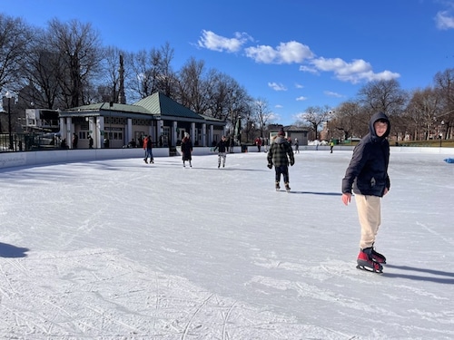 Skaters enjoy a sunny winter day on the Frog Pond at Boston Common in Boston, Mass. on Friday, Feb. 16, 2024 (MassLive photo by John L. Micek).