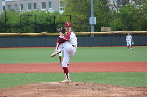 Junior Matt Reardon pitching for BC High baseball.