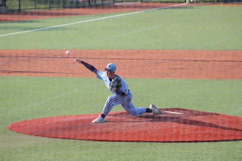 Owen Sullivan pitches for Franklin baseball against Xaverian.