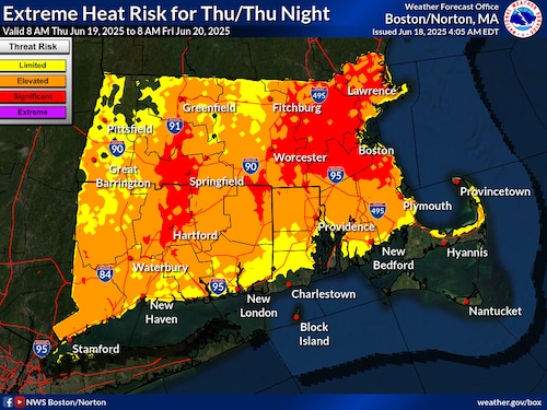 Heat risk for Thursday, June 19