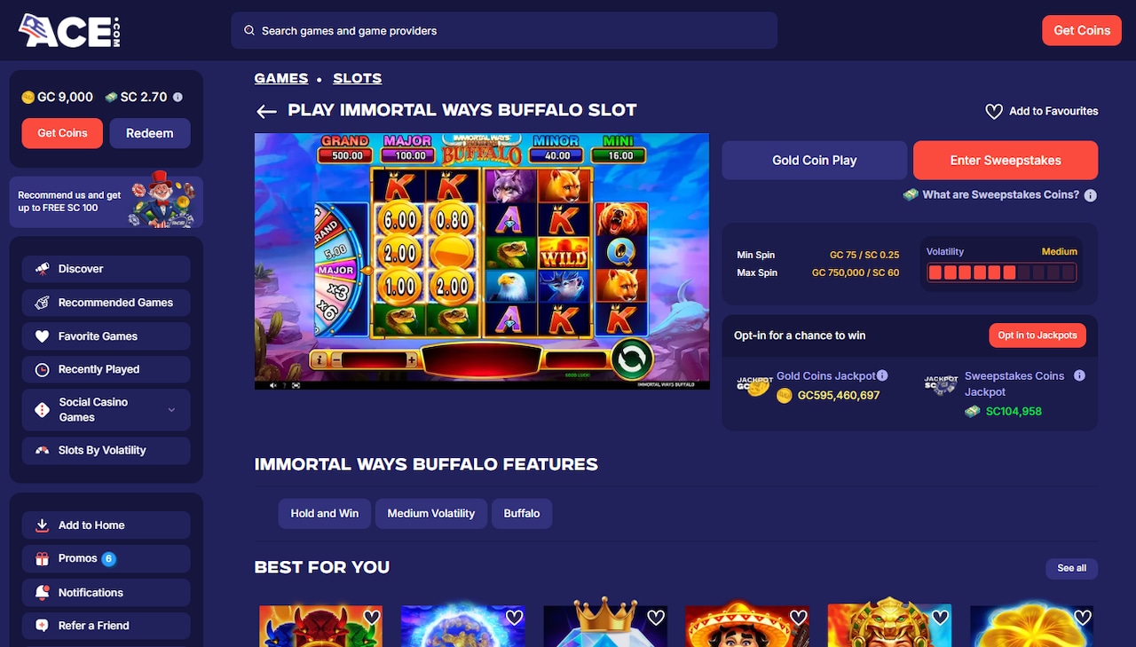 Casino games at ACE.com