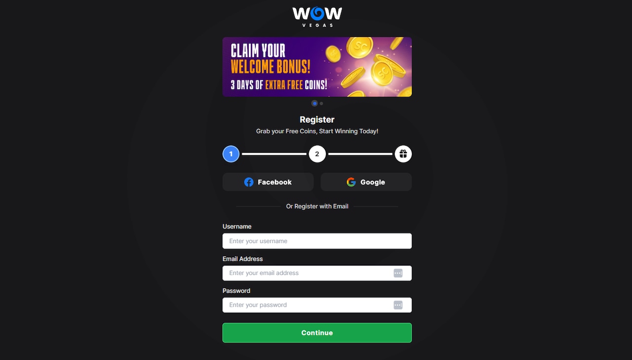Sign up at WOW Vegas.
