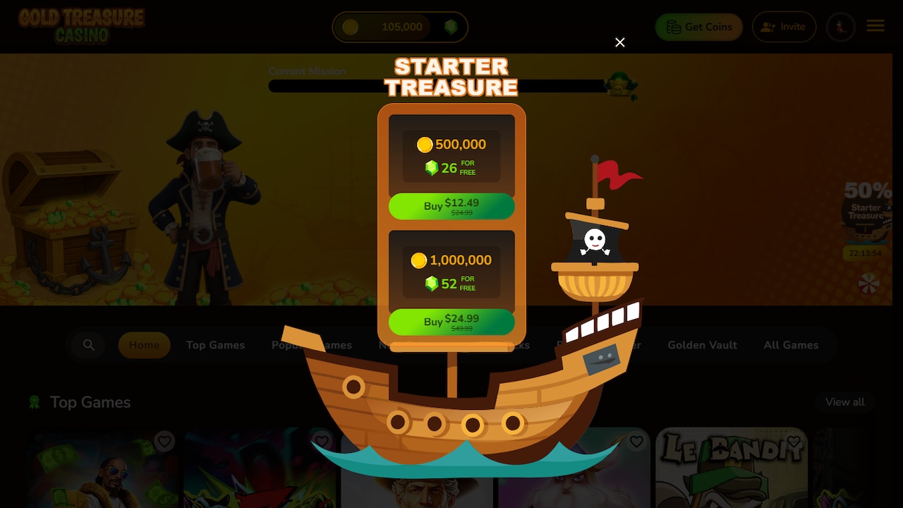 Gold Treasure Casino first-time deposit.