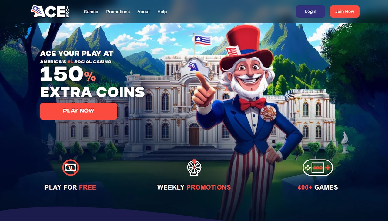 Sign up page for ACE.com Casino.