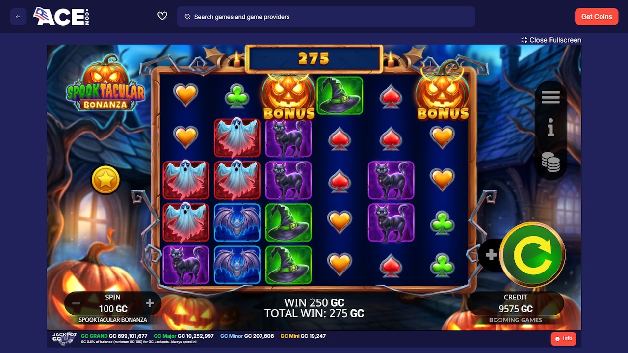 Spooktacular Bonanza slot at ACE.com Casino.