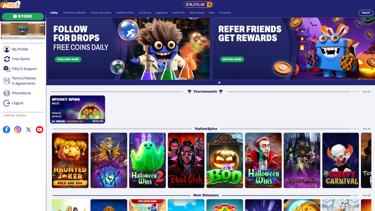 A screenshot of the Real Prize homepage.