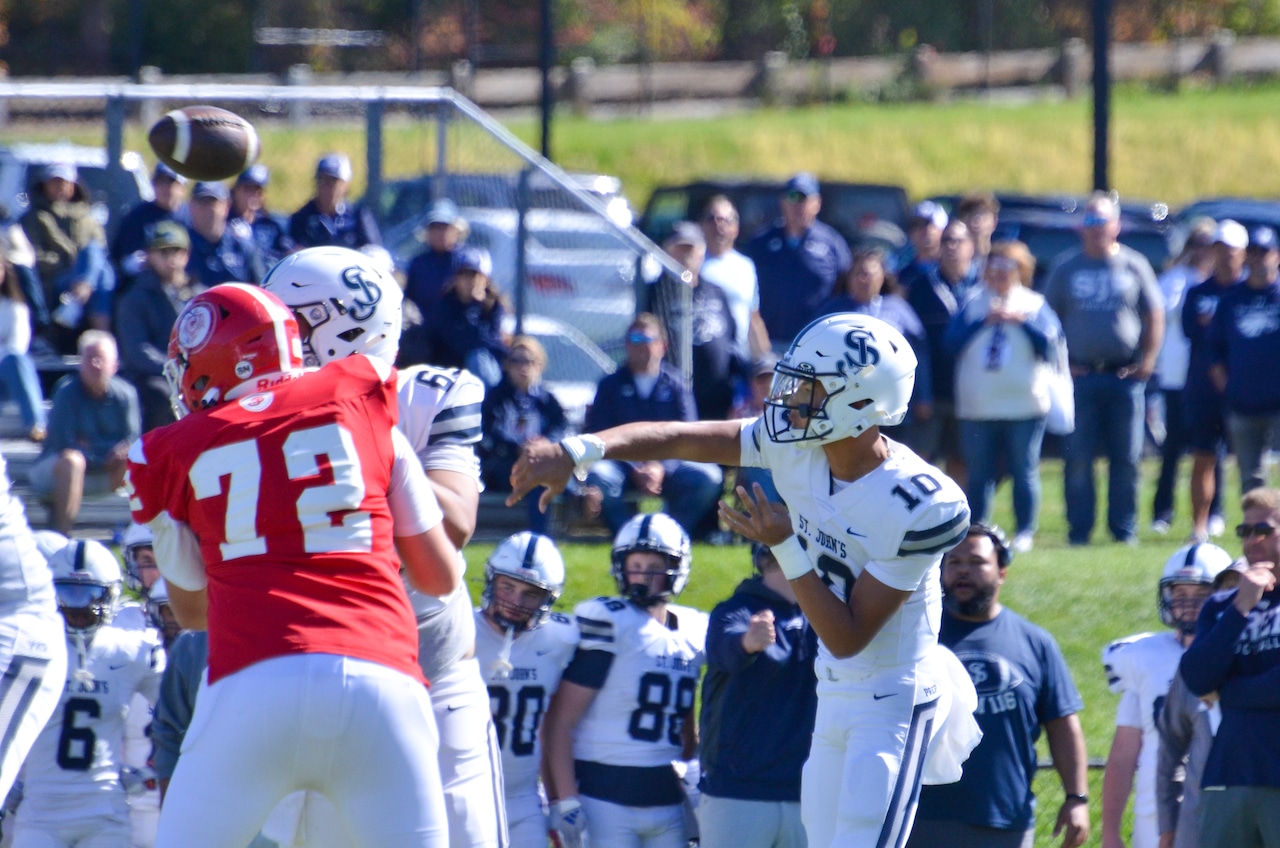 Teamwork guides St. John’s Prep football over St. John’s (Shrewsbury) on Saturday