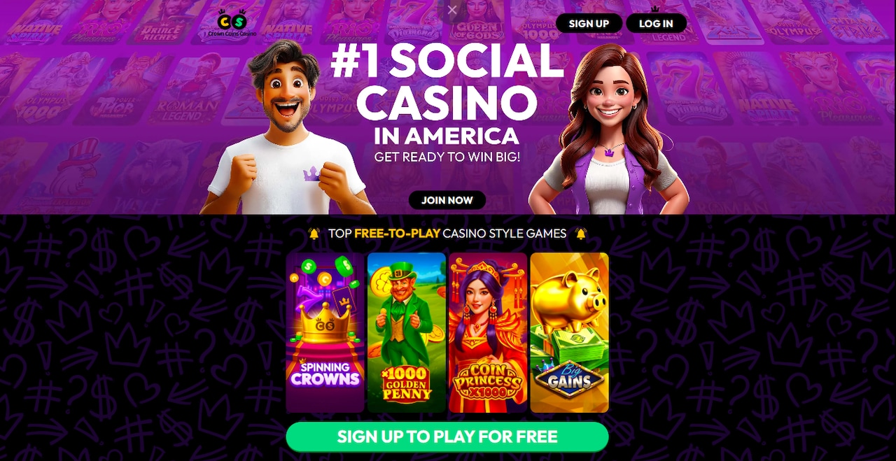 Crown Coins Casino sign up page.