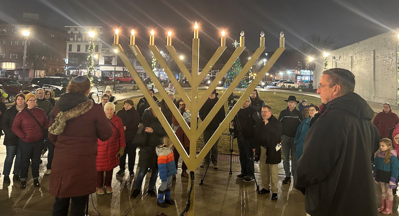 Community Menorah Lighting in Westfield on the fifth day of Hanukkah