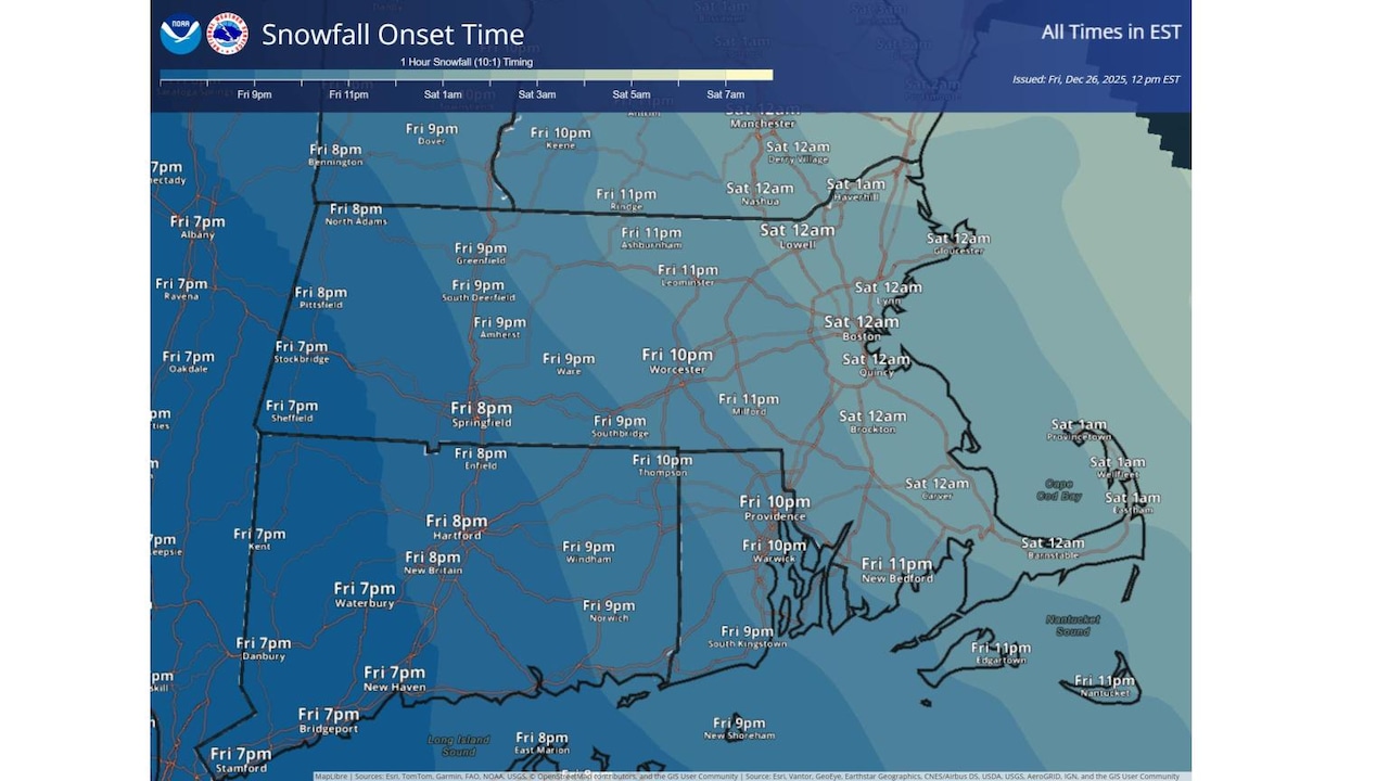 Snowfall onset 12/26/25